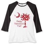 Happy Valentine's Y'all with a White Heart Pattern Palmetto Moon. Get your Happy Valentine's Y'all shirt, apparel, or other gift item today!