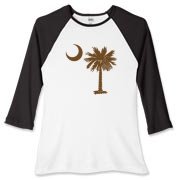 A chocolate brown palmetto and crescent moon. The palmetto is a symbol of South Carolina pride. Buy the chocolate brown palmetto moon on a t-shirt, sweatshirt, or other clothing or gift item.