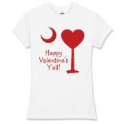 Happy Valentine's Y'all with a Heart Palmetto Moon. Get your Happy Valentine's Y'all shirt, apparel, or other gift item today!