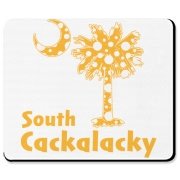 Yellow Polka Dots South Cackalacky Palmetto Moon Mousepad features a Polka Dot South Carolina palmetto moon logo in yellow.