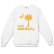 Yellow South Cackalacky Palmetto Moon Crewneck Sweatshirt features the South Carolina palmetto moon logo in yellow.