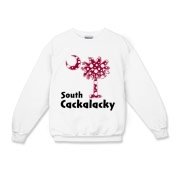 Garnet and Black Polka Dots South Cackalacky Palmetto Moon Kids Crewneck Sweatshirt features a Polka Dot South Carolina palmetto moon logo in garnet.