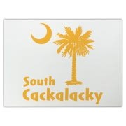 Yellow South Cackalacky Palmetto Moon Cutting Board features the South Carolina palmetto moon logo in yellow.