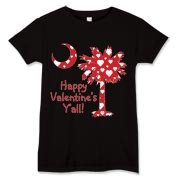Happy Valentine's Y'all with a White Heart Pattern Palmetto Moon. Get your Happy Valentine's Y'all shirt, apparel, or other gift item today!