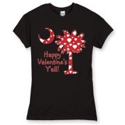 Happy Valentine's Y'all with a White Heart Pattern Palmetto Moon Women's Fitted Fine Jersey Tee.