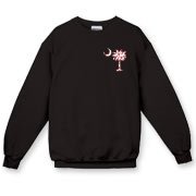 Buy a Red Heart Pattern Palmetto Moon Crewneck Sweatshirt for your sweetheart this Valentine's Day! Featuring the a smaller pocket sized version of the South Carolina Palmetto Moon with a red heart pattern printed on the left chest area.
