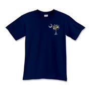 This pocket sized version of Earth and Moon palmetto and crescent moon features a photo of the Earth as the background for the palmetto and a photo of the Moon as a background for the crescent.