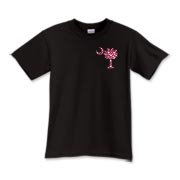Garnet and Black Polka Dots South Cackalacky Deluxe Kids T-Shirt feature the polka dot South Carolina palmetto moon logo in garnet and black on the back and a smaller, matching palmetto moon on the front.