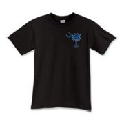 The deluxe Palmetto Moon Flag Kids T-Shirt features a small palmetto moon in the front pocket area and the South Carolina Flag design on the back.