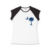 The tradtional blue palmetto and crescent moon design is a symbol of South Carolina pride. Buy the traditional blue palmetto moon printed on the pocket area of a t-shirt, sweatshirt, or other clothing item.