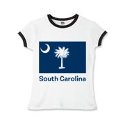 Get a South Carolina Palmetto Moon Flag Girls Ringer T-Shirt that includes the state flag and name.