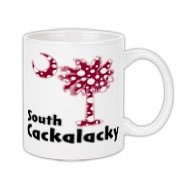 Garnet and Black Polka Dots South Cackalacky Palmetto Moon Coffee Mug features a Polka Dot South Carolina palmetto moon logo in garnet.
