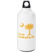 Yellow South Cackalacky Palmetto Moon Aluminum Water Bottle features the South Carolina palmetto moon logo in yellow.