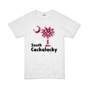 Garnet and Black Polka Dots South Cackalacky Palmetto Moon Organic Kids T-Shirt features a Polka Dot South Carolina palmetto moon logo in garnet.