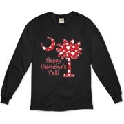 Happy Valentine's Y'all with a White Heart Pattern Palmetto Moon. Get your Happy Valentine's Y'all shirt, apparel, or other gift item today!