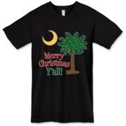 Buy a Merry Christmas Y'all Palmetto Moon American Apparel T-Shirt and have a Merry Christmas, y'all, in South Carolina style.