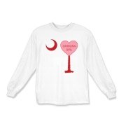 A Candy Heart Palmetto Moon for a Carolina Girl! Perfect for Valentine's Day, it features a pink candy heart on the South Carolina Palmetto Moon with Carolina Girl.