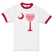 A Candy Heart Palmetto Moon for a Carolina Girl! Perfect for Valentine's Day, it features a pink candy heart on the South Carolina Palmetto Moon with Carolina Girl.
