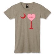 A Candy Heart Palmetto Moon Alternative Apparel Women's Destroyed T-Shirt for an Angel! Perfect for Valentine's Day, it features a pink candy heart on the South Carolina Palmetto Moon with Angel.
