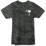 Buy a White Carolina Girl Deluxe Alternative Apparel Burnout T-Shirt . This two-sided design features a small palmetto moon printed on the front left chest area and matching Carolina Girl palmetto design on the back. The palmetto moon is a symbol of Sou