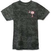 Buy a Red Heart Pattern Palmetto Moon Alternative Apparel Burnout T-Shirt for your sweetheart this Valentine's Day! Featuring the a smaller pocket sized version of the South Carolina Palmetto Moon with a red heart pattern printed on the left chest area