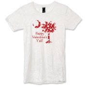 Happy Valentine's Y'all with a White Heart Pattern Palmetto Moon Alternative Apparel Women's Burnout T-Shirt.