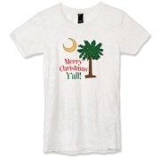 Buy a Merry Christmas Y'all Palmetto Moon Alternative Apparel Women's Burnout T-Shirt and have a Merry Christmas, y'all, in South Carolina style.