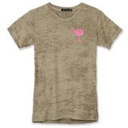 Buy a Pink Palmetto Moon Alternative Apparel Women's Burnout T-Shirt featuring a smaller palmetto printed on the left chest area. The palmetto moon is a symbol of South Carolina pride.