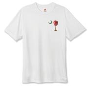 Buy a Carolina Teacher School Apple Palmetto Moon Deluxe Hanes Cool Dri T-shirt. This two-sided product features the South Carolina palmetto with an apple and chalkboard moon printed on the front left chest area and the Carolina Teacher palmetto design on