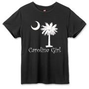 Buy a White Carolina Girl Best in the World Hanes Women's Cool Dri T-shirt featuring the palmetto moon. Carolina Girls are truly the best in the world.