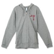 A Candy Heart Palmetto Moon Canvas Freemont Full-Zip Hoodie for an Angel! Perfect for Valentine's Day, it features a pink candy heart on the South Carolina Palmetto Moon with Angel.