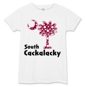 Garnet and Black Polka Dots South Cackalacky Palmetto Moon Women's T-Shirt features a Polka Dot South Carolina palmetto moon logo in garnet.