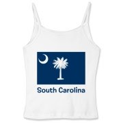 Get a South Carolina Palmetto Moon Flag Women's Fitted Spaghetti Strap Tank that includes the state flag and name.