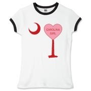 A Candy Heart Palmetto Moon for a Carolina Girl! Perfect for Valentine's Day, it features a pink candy heart on the South Carolina Palmetto Moon with Carolina Girl.