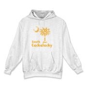 Yellow Polka Dots South Cackalacky Palmetto Moon Hooded Sweatshirt features a Polka Dot South Carolina palmetto moon logo in yellow.