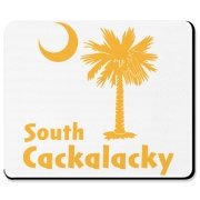 Yellow South Cackalacky Palmetto Moon Mousepad features the South Carolina palmetto moon logo in yellow.