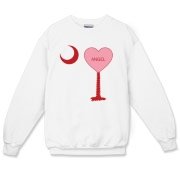A Candy Heart Palmetto Moon for an Angel! Perfect for Valentine's Day, it features a pink candy heart on the South Carolina Palmetto Moon with Angel.