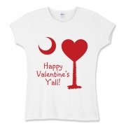 Happy Valentine's Y'all with a Heart Palmetto Moon. Get your Happy Valentine's Y'all shirt, apparel, or other gift item today!