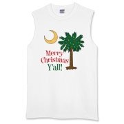 Merry Christmas Y'all Palmetto Moon shirts, apparel and gifts. Celebrate Christmas in South Carolina with this festive design.