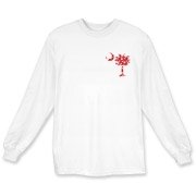 Get a White Heart Pattern Palmetto Moon for your sweetheart this Valentine's Day! Featuring the a smaller pocket sized version of the South Carolina Palmetto Moon with a white heart pattern printed in the pocket area of a shirt or apparel item.