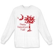Happy Valentine's Y'all with a White Heart Pattern Palmetto Moon. Get your Happy Valentine's Y'all shirt, apparel, or other gift item today!