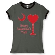Buy a Happy Valentine's Y'all with a Heart Palmetto Moon Women's Fitted Ringer Tee.