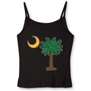 Buy a Christmas Palmetto Moon Women's Fitted Spaghetti Strap Tank and have a Merry Christmas, South Carolina style.