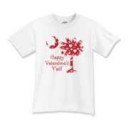Happy Valentine's Y'all with a White Heart Pattern Palmetto Moon. Get your Happy Valentine's Y'all shirt, apparel, or other gift item today!