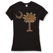 Buy a Chocloate Brown Palmetto Moon Women's Fitted Fine Jersey Tee. The palmetto moon is a symbol of South Carolina pride.