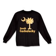 Yellow Polka Dots South Cackalacky Palmetto Moon Kids Long Sleeve T-Shirt features a Polka Dot South Carolina palmetto moon logo in yellow.