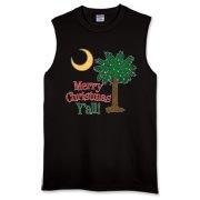 Merry Christmas Y'all Palmetto Moon shirts, apparel and gifts. Celebrate Christmas in South Carolina with this festive design.