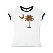 A chocolate brown palmetto and crescent moon. The palmetto is a symbol of South Carolina pride. Buy the chocolate brown palmetto moon on a t-shirt, sweatshirt, or other clothing or gift item.