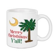 Merry Christmas Y'all Palmetto Moon shirts, apparel and gifts. Celebrate Christmas in South Carolina with this festive design.