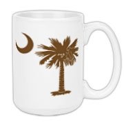 Buy a Chocloate Brown Palmetto Moon Large Coffee Mug 15oz. The palmetto moon is a symbol of South Carolina pride.